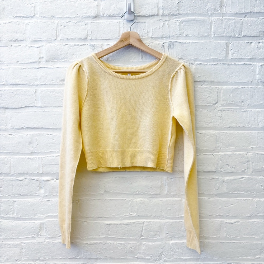 LoveShackFancy || Lune Cashmere‎ Crop Pullover Sweater Yellow XS
